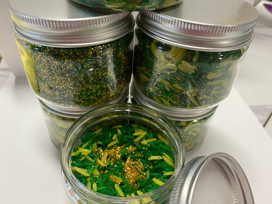 MONEY DRAWING GREEN AND GOLD RICE